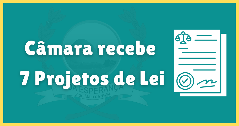 A Câmara Municipal recebe 07 Projetos de Lei